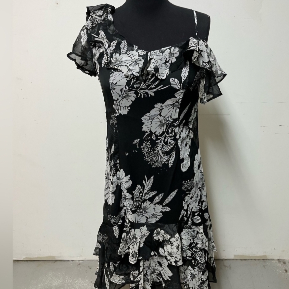 NWT Floral Black and White Women's Dress